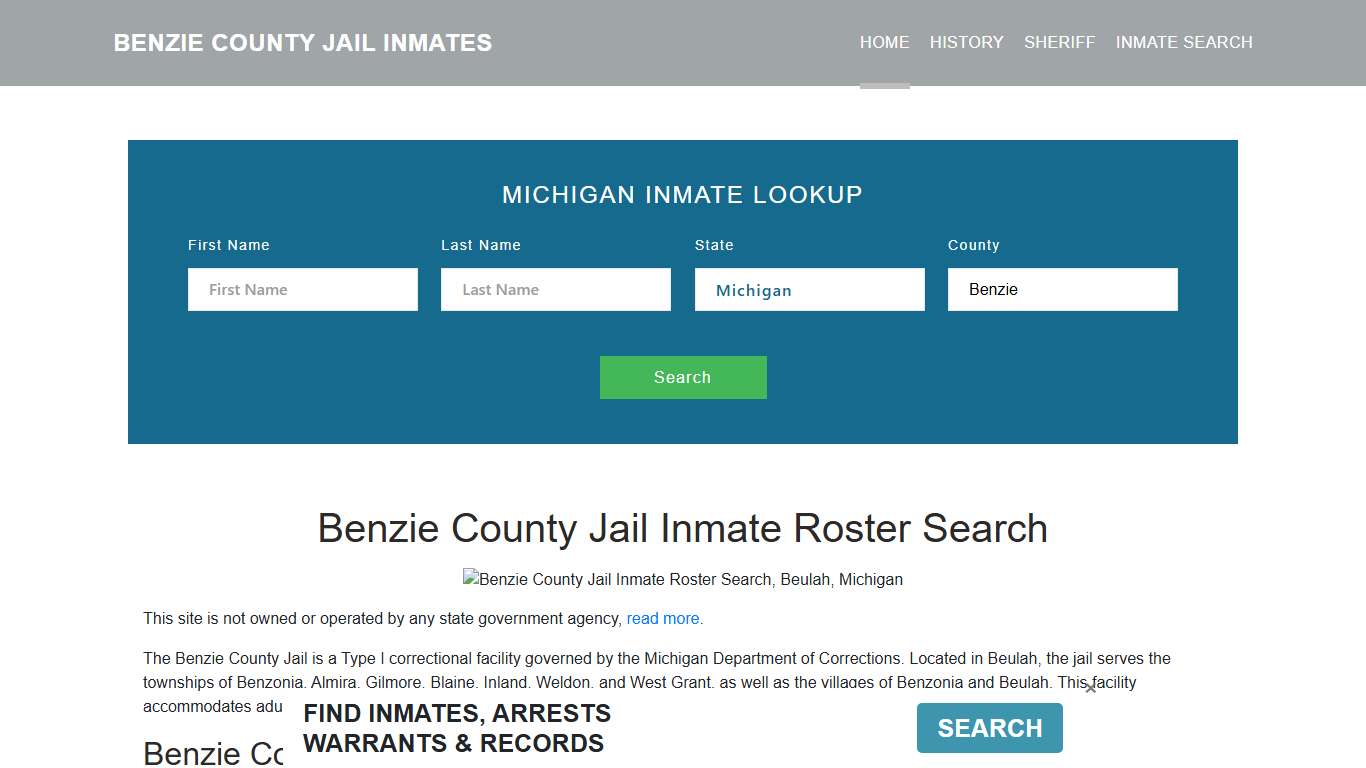 Benzie County Jail Inmate Roster Lookup, Beulah, MI